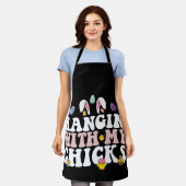 Hangin 'met mijn kuikens paashaas groovy retro schort (Gedragen)