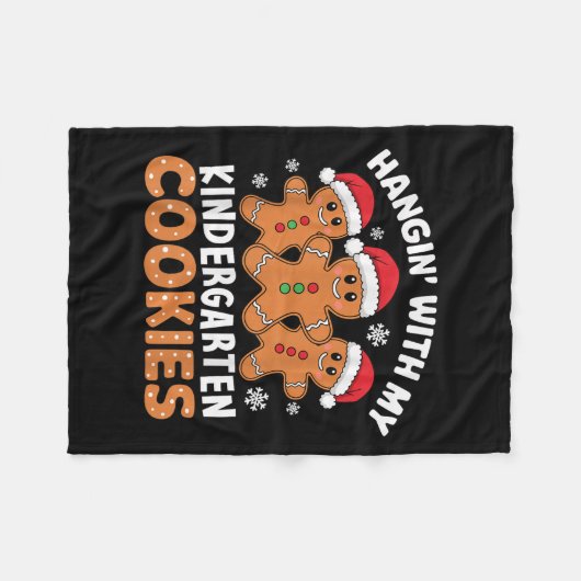 Hangin My Kindergarten Cookie Xmas Tee Uni-adults, Fleece Deken (Voorkant (Horizontaal))
