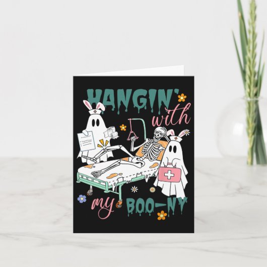 Hangin' With My Boo-ny Bunny Ghost Ortho Nurses Ea Kaart (Voorkant)