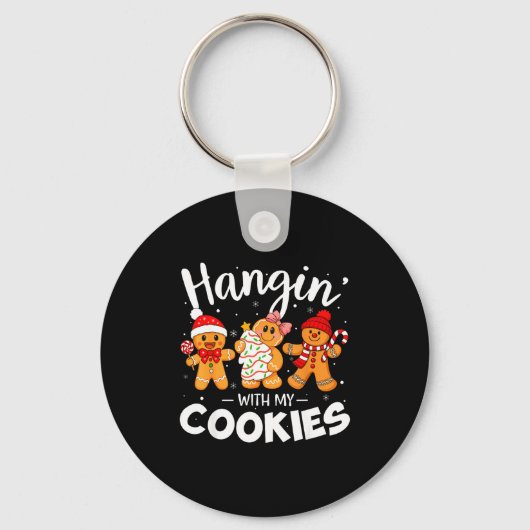 Hangin With My Cookies Gingerbread Women Christmas Sleutelhanger (Voorkant)
