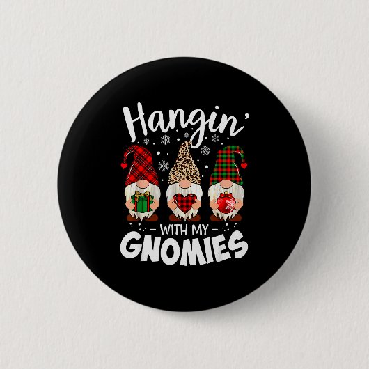 Hangin With My Gnomie Leopard Women Christmas Gnom Ronde Button 5,7 Cm (Voorkant)