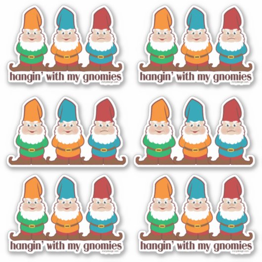 Hangin 'with my gnomies six contour cut sticker (Voorkant)
