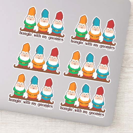 Hangin 'with my gnomies six contour cut sticker (Detail)