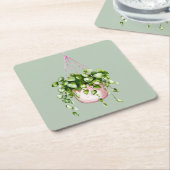 Hanging Basket Greenery Waterverf Kartonnen Onderzetters (Schuin)