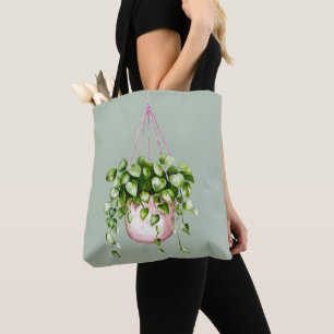 Hanging Basket Greenery Waterverf Tote Bag