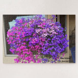Hanging Basket Pink Purple Flowers Birthday Gift Legpuzzel