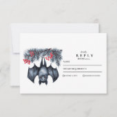 Hanging Bat Gothic Winter Wedding RSVP Kaartje (Voorkant)