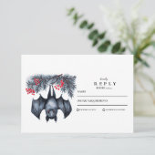 Hanging Bat Gothic Winter Wedding RSVP Kaartje (Staand voorkant)