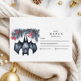 Hanging Bat Gothic Winter Wedding RSVP Kaartje
