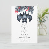 Hanging Bat Gothic Winter Wedding Save The Date (Staand voorkant)