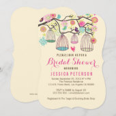 Hanging Bird Cages & Retro Flowers Kaart (Voorkant / Achterkant)