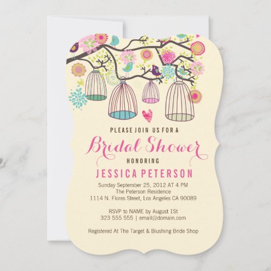 Hanging Bird Cages & Retro Flowers Kaart (Voorkant)