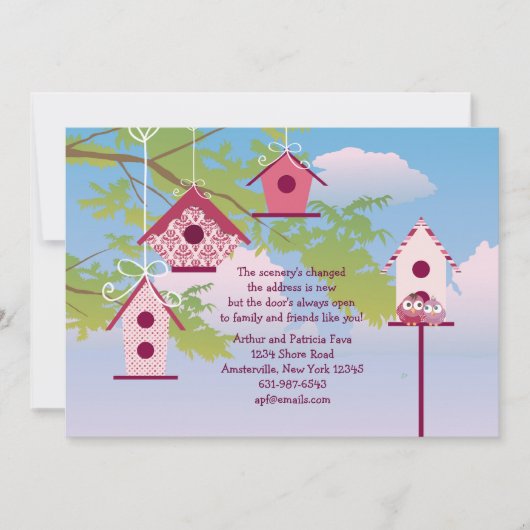 Hanging Bird Houses Moving Announance Aankondiging (Voorkant)