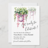 Hanging Blooms Minimalist Floral Wedding Save The Date (Voorkant)