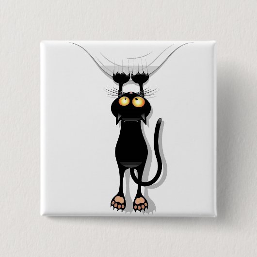 Hanging Cat Vierkante Button 5,1 Cm (Voorkant)