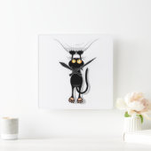 Hanging Cat Vierkante Klok (Huis)