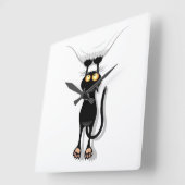 Hanging Cat Vierkante Klok (Hoek)