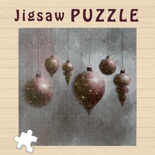 Hanging Christmas Copper Baubles on Grey - Legpuzzel