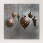Hanging Christmas Copper Baubles on Grey - Legpuzzel (Verticaal)
