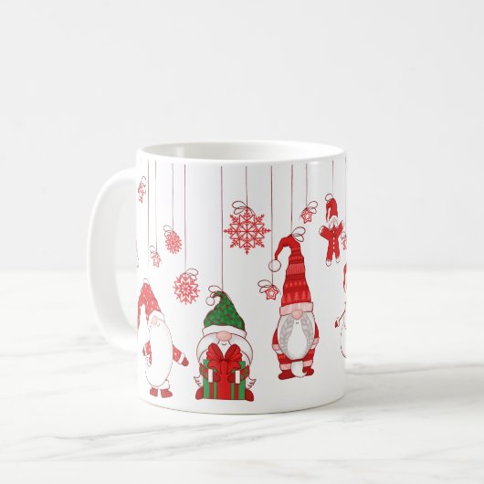 Hanging Christmas Gnomes & Snowflakes Koffiemok (Voorkant links)