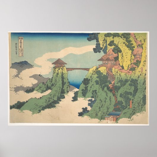 Hanging-Cloud Bridge op Mount Gyōdō bij Ashikaga Poster (Voorkant)