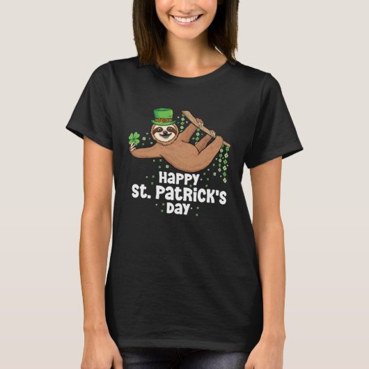 Hanging Cute Irish sloth shamrock st Patrick s day T-shirt (Voorkant)