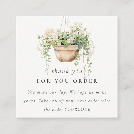 Hanging Floral House Planten Bedankt voor de beste Vierkante Visitekaartje (Voorkant)