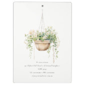 Hanging Floral House Planten Waterverf Botanisch Klembord (Achterkant)