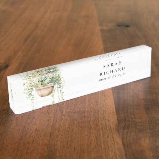 Hanging Floral House Planten Waterverf Botanisch Naambordje (Zijkant)