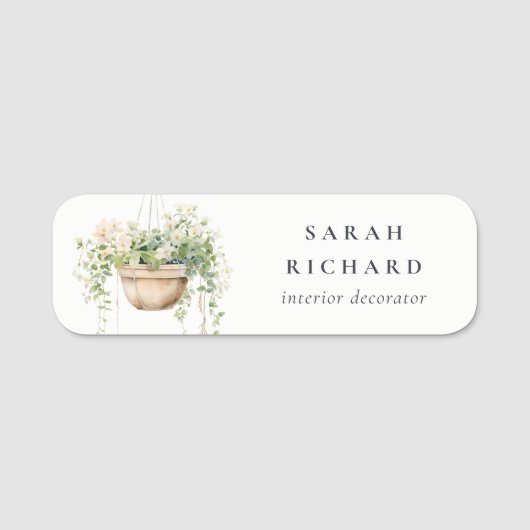 Hanging Floral House Planten Waterverf Botanisch Naamplaatje (Voorkant)
