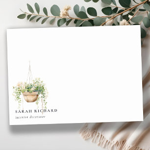 Hanging Floral House Planten Waterverf Botanisch Notitiekaartje