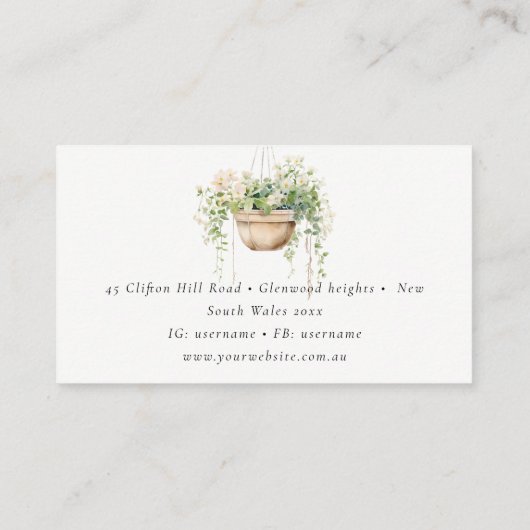 Hanging Floral House Planten Waterverf Botanisch Visitekaartje (Achterkant)