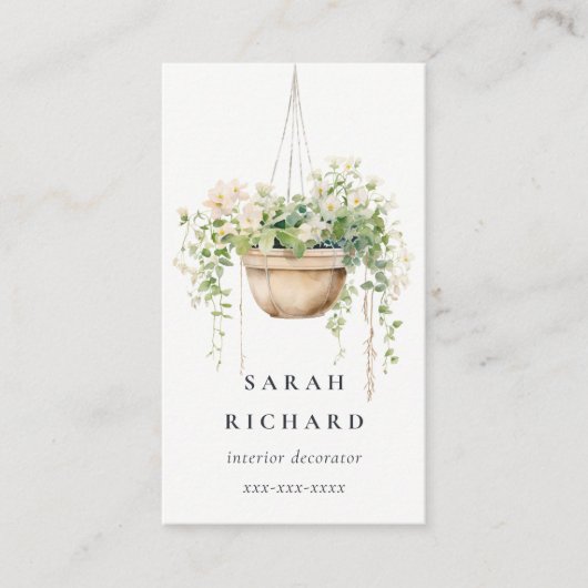 Hanging Floral House Planten Waterverf Botanisch Visitekaartje (Voorkant)