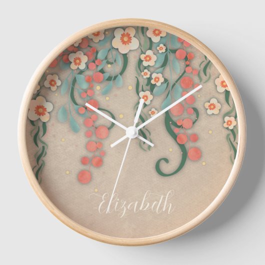 'Hanging Floral' persoonlijke inspiratieklok (Voorkant)