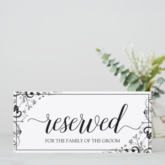 Hanging Gereserveerd Bord | Chic Boeket (Zwart & G (Staand voorkant)