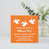 Hanging Ghosts Halloween Invite, Sinaasappel Kaart (Staand voorkant)