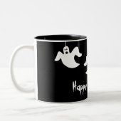 Hanging Ghosts Halloween Mok, zwart Tweekleurige Koffiemok (Links)