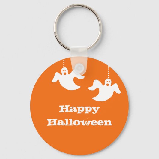 Hanging Ghosts Halloween Sleutelhanger, Sinaasappe Sleutelhanger (Voorkant)