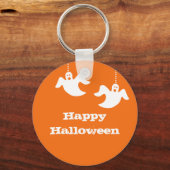 Hanging Ghosts Halloween Sleutelhanger, Sinaasappe Sleutelhanger (Voorkant)