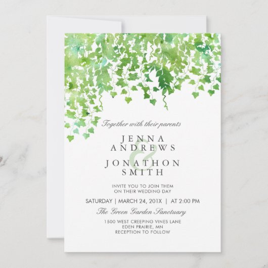 Hanging Greenery Wedding Invitation Kaart (Voorkant)
