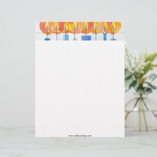 Hanging Hanukkah Candles Gepersonaliseerd Briefhoofd (Staand voorkant)