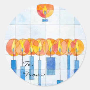 Hanging Hanukkah Candles Gift Label