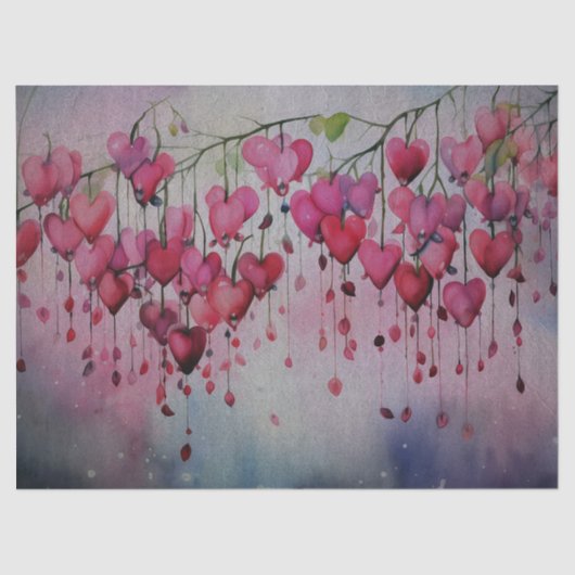 Hanging Heart Flowers Decoupage Tissue Paper Tissuepapier (Voorkant)