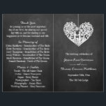 Hanging Heart Tree Chalkboard Wedding Programme<br><div class="desc">Deze sjablonen van het trouwprogramma hebben een romantische hangende boom, die binnenkort man en vrouw zal zijn, die in de vorm van een hart gekerfd is. Het effect van het karton achtergrond maakt deze programma's perfect voor om het even welk paar dat een chic moderne bruiloft plant. Deze programma's kunnen...</div>