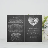 Hanging Heart Tree Chalkboard Wedding Programme (Staand voorkant)