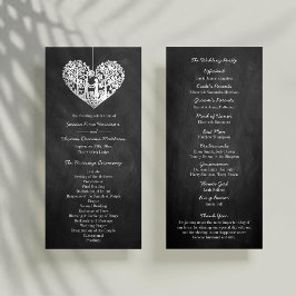 Hanging Heart Tree Chalkboard Wedding Programme Programmakaart