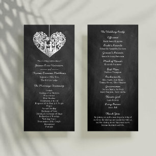 Hanging Heart Tree Chalkboard Wedding Programme Programmakaart
