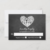 Hanging Heart Tree Chalkboard Wedding RSVP (Voorkant)