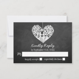 Hanging Heart Tree Chalkboard Wedding RSVP