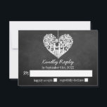 Hanging Heart Tree Chalkboard Wedding RSVP Kaartje<br><div class="desc">Deze bruiloft-RSVP-kaarten hebben een romantische hangende boom, en binnenkort echtgenoot en vrouw, die in de vorm van een hart gekerfd is. Het effect van het karton achtergrond maakt deze kaarten RSVP perfect voor om het even welk paar dat een kerkelijke moderne bruiloft plant. Deze kaarten RSVP kunnen gemakkelijk worden aangepast...</div>